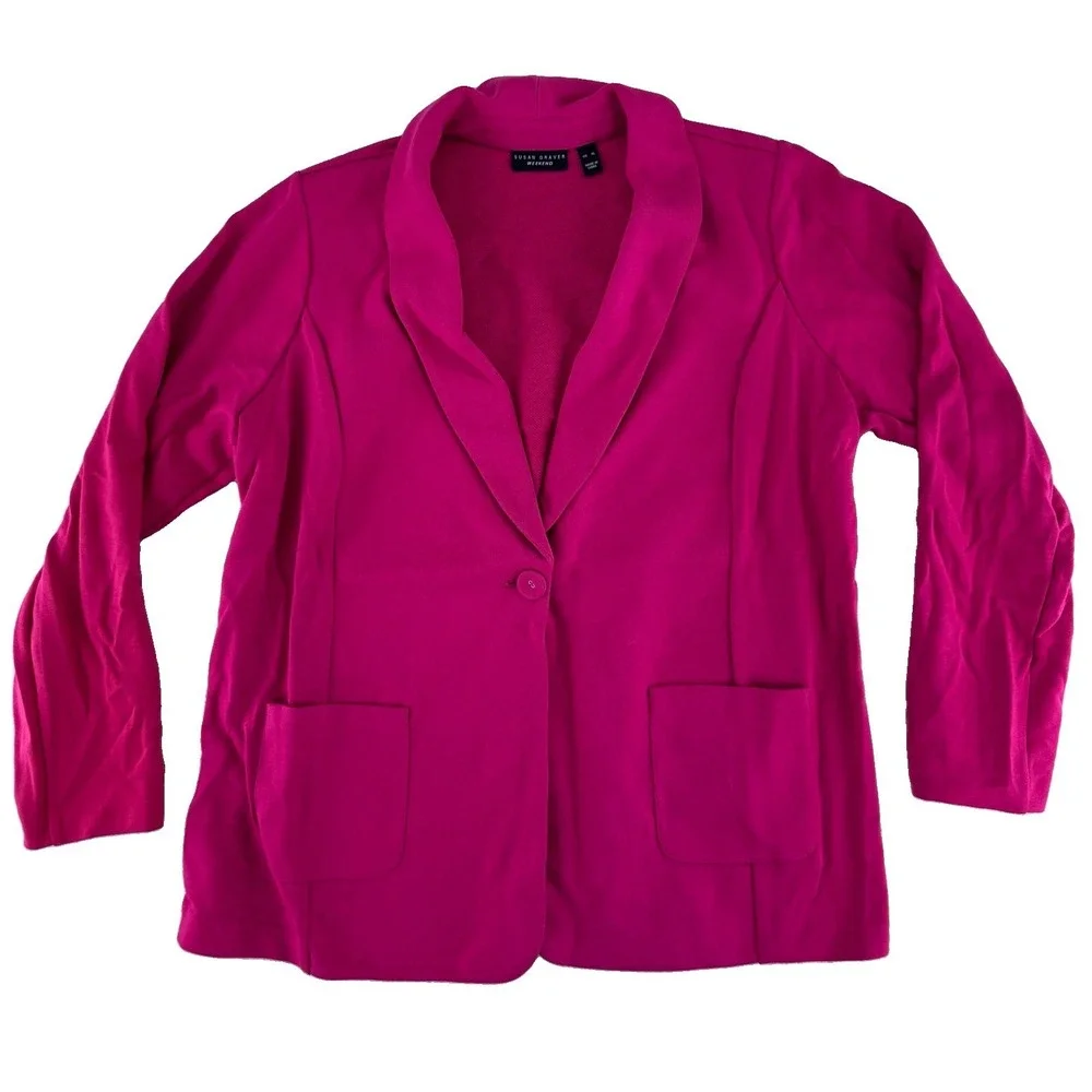 Susan Graver Weekend Marina Knit Blazer Size XL Pink
